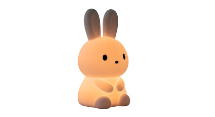 Obraz premium Cute Rabbit Lamp Glows Softly on Transparent Background, Providing Gentle Night Light Ambience