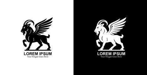 Winged goat logo design with modern style