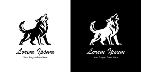 A roaring wolf logo design with a modern style