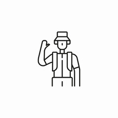man waving hat icon sign vector