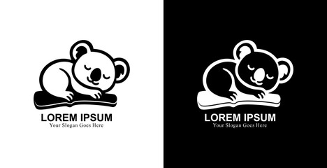 Sleeping koala logo design with modern style