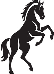 Powerful black horse silhouette standing tall, Elegant stallion illustration in black