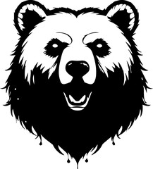 Standing Bear Silhouette Vector  Black Wildlife Clipart on White Background