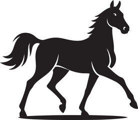 Stylish black silhouette of running horse, Elegant stallion galloping artwork