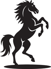 Majestic horse silhouette bold black design, Powerful equine art black and white