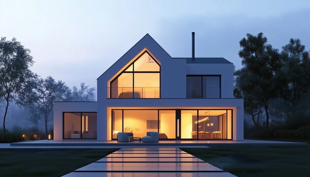 Architectural Light: The Evening Illumination Of A House And Its Surroundings Through Visualization And Lighting Design. Showcase Of Architectural Lighting.