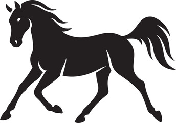 Galloping horse silhouette dynamic design, Fast horse motion in black silhouette