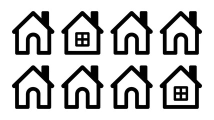 Fototapeta premium Vector art of various house designs outline and solid vector icons