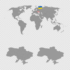 Ukraine Map Set with World Location.