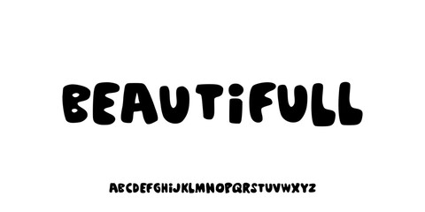 Hand drawn font. Hand written font. Playfull alphabet