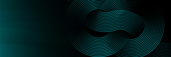 Fototapeta premium Modern dark blue abstract horizontal banner background with glowing geometric lines.Suitable for covers, brochures, presentations. vector illustration