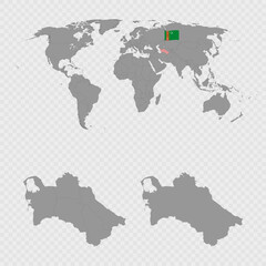 Obraz premium Turkmenistan Map Set with World Location.