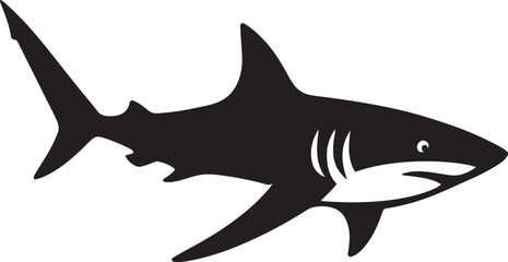 Shark silhouette black and white minimal, Underwater predator in clean design