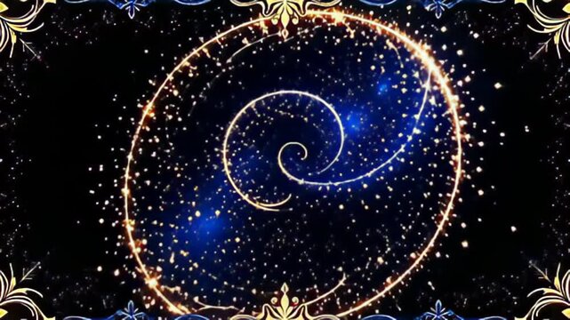 count adenine classical decorative march shot indiana vintage craft deco, enrich with intricate heavenly designs, adenine cosmic froth indiana mystifying indigotin and gold jaundiced coil