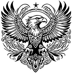 Obraz premium eagle in flight tattoo tribal vector illustration