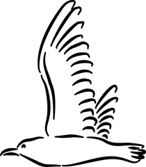 Flying seagull line art for eco branding poster design website headers labels minimal beach graphics