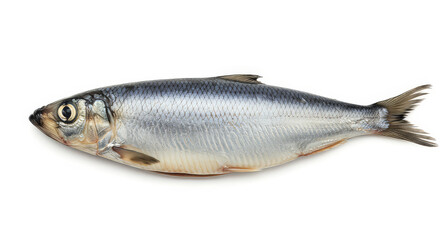 Single fresh fish isolated on white background