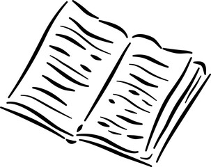 Open book line sketch for cozy design themes branding bookish packaging literary stationery