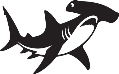 Hammerhead shark bold silhouette design, Distinct shark head vector illustration