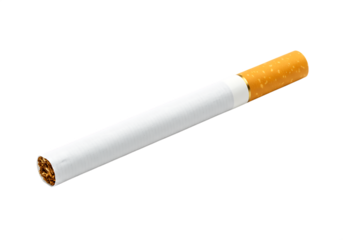Single cigarette Isolated on transparent background depicting smoking addiction hazards
