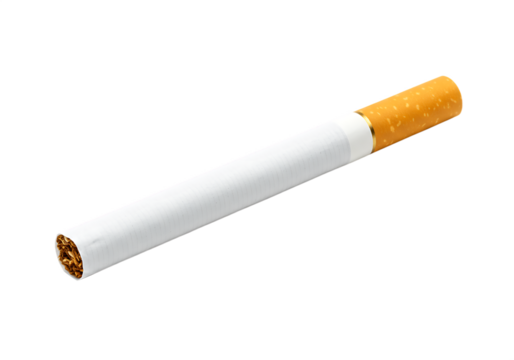 Single cigarette Isolated on transparent background depicting smoking addiction hazards