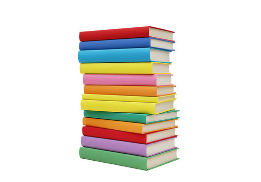 Stack of colorful books Isolated on transparent background illustrating education reading and learning