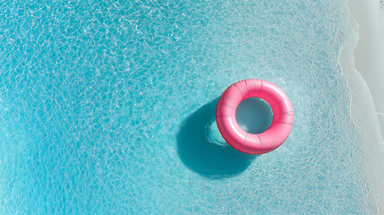 inflatable pool float in clear blue water summer background swimming pool scene from above float in water 