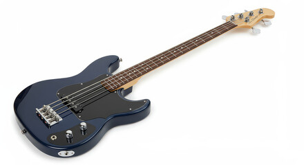 Obraz premium Dark blue electric bass guitar
