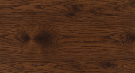 Fototapeta premium Dark brown finished wood surface with prominent grain patterns and a circular knot