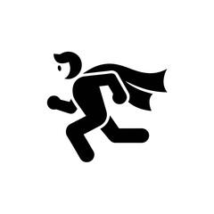 Vector art of a black superhero running fast icon