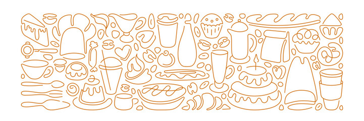 Bakery, cafe, tea and coffee cup. Vector backdrop