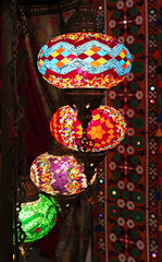 Gorgeous Arabian Style Multi-color Mosaic Hanging Lamps in the Room