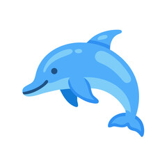 Vector icon of a blue dolphin, symbolizing marine life, sea creatures, and underwater world. Clean design on a transparent background
