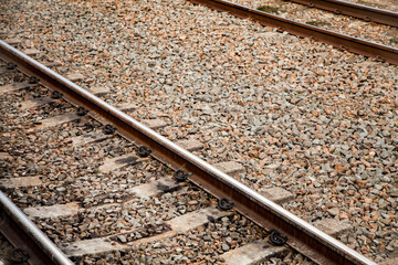 Railway, train tracks and gravel