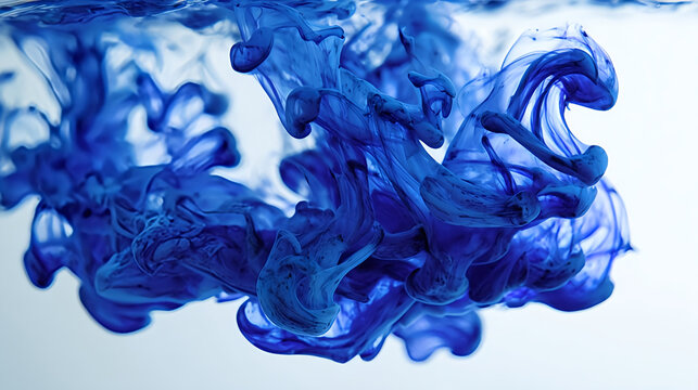 Abstract blue ink in water background texture design liquid art concept