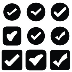 Check mark icons set. Check marks symbol collection. Simple check mark. Quality sign icon.
 Checklist symbols. Approval check flat style - stock vecto