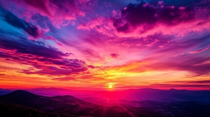Obraz premium Witness Stunning Sunrise Colors Over Dramatic Clouds and Open Horizon Illuminating the Sky With Vibrant Shades of Orange, Purple, and Red Reflecting Natural Beauty