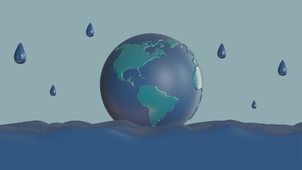 Fototapeta premium Flooding Earth in 3D concept