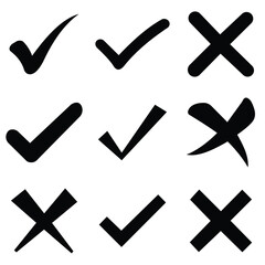 Check mark icons set. Check marks symbol collection. Simple check mark. Quality sign icon.
 Checklist symbols. Approval check flat style - stock vecto