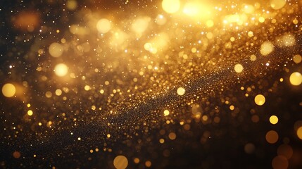 Golden Particle Background With Soft Bokeh Lights Creating a Glittering Abstract Design
