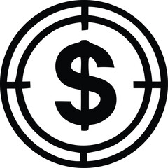 Targeted dollar symbol icon representing financial goals and investment focus