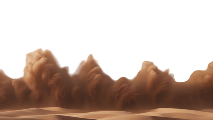 Realistic Brown Dust Cloud Sweeping Across Desert Dunes with Dramatic Wave Motion and Soft Textures
