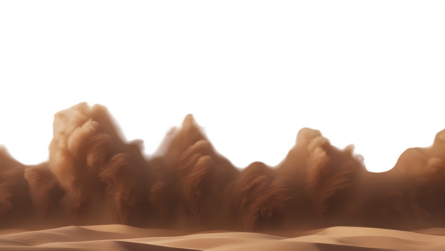 Realistic Brown Dust Cloud Sweeping Across Desert Dunes with Dramatic Wave Motion and Soft Textures