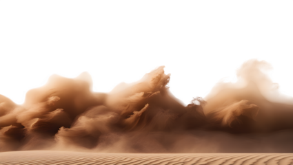 Realistic Brown Dust Cloud Sweeping Across Desert Dunes with Dramatic Wave Motion and Soft Textures