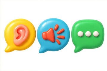 Playful chat bubbles illustration for communication design in simple style