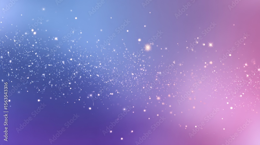 Poster Soft blue and purple gradient background with tiny shining stars floating gently in a horizontal frame layout.