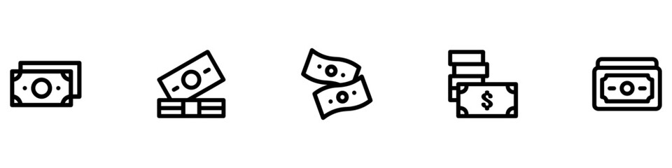 Money icon set. Cash money icon. Dollar bills icon. Vector Illustration.
