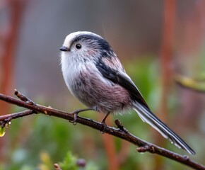 Long-tailed tit, Aegithalos caudatus, in the wild,