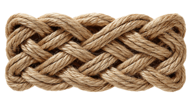 A twisted jute desk mat, white background --ar 16:9