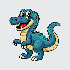 Funny Baryonyx Dinosaur isolated cartoon illustration with light background
